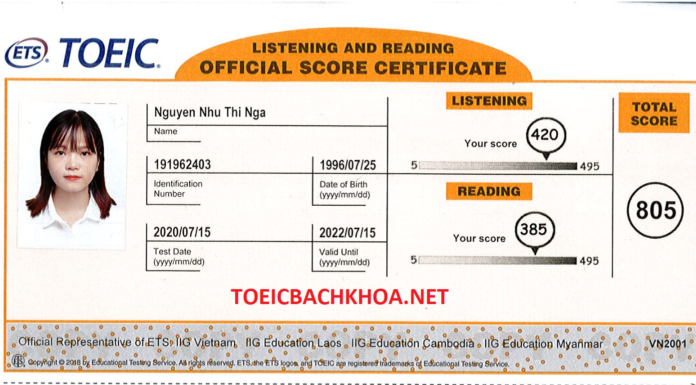 Chúc mừng học viên Nguyễn Như Thị Nga đạt TOEIC 805