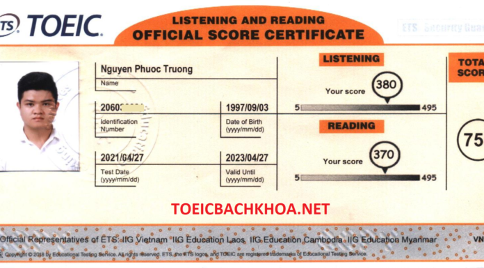 Chúc mừng học viên Nguyễn Phước Trưởng đạt TOEIC 750